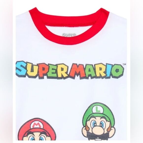 Nintendo Super Mario Kids Pajama Set - White, Red, Green - Picture 2 of 12